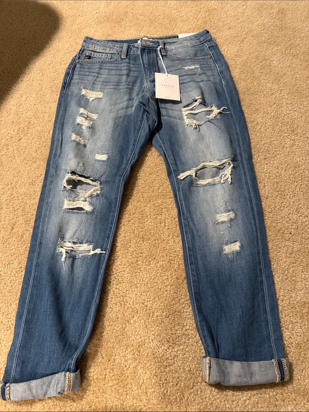 Kancan Distressed Blue Relaxed Fit ankle Jeans